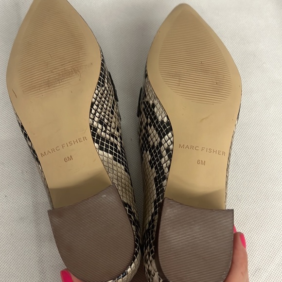 NEW Marc Fisher Feud Loafer black animal snake pointed toe shoes penny flats - Picture 8 of 8